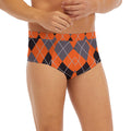 Orange And Grey Halloween Argyle Print Men's Briefs