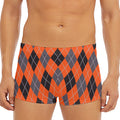 Orange And Grey Halloween Argyle Print Men's Short Boxer Briefs