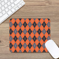 Orange And Grey Halloween Argyle Print Mouse Pad