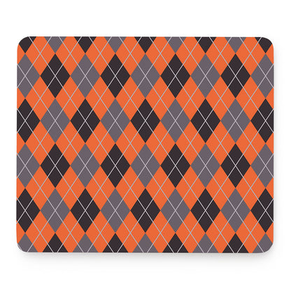 Orange And Grey Halloween Argyle Print Mouse Pad