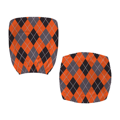 Orange And Grey Halloween Argyle Print Office Chair Cover