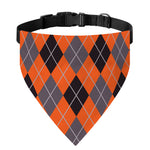 Orange And Grey Halloween Argyle Print Over The Collar Dog Bandana