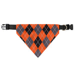 Orange And Grey Halloween Argyle Print Over The Collar Dog Bandana