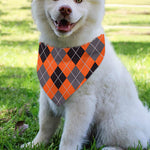 Orange And Grey Halloween Argyle Print Over The Collar Dog Bandana
