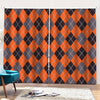 Orange And Grey Halloween Argyle Print Pencil Pleat Curtains