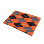 Orange And Grey Halloween Argyle Print Pet Cooling Mat Cover