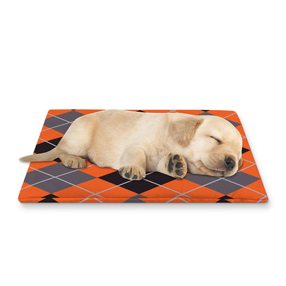Orange And Grey Halloween Argyle Print Pet Cooling Mat Cover