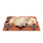 Orange And Grey Halloween Argyle Print Pet Cooling Mat Cover