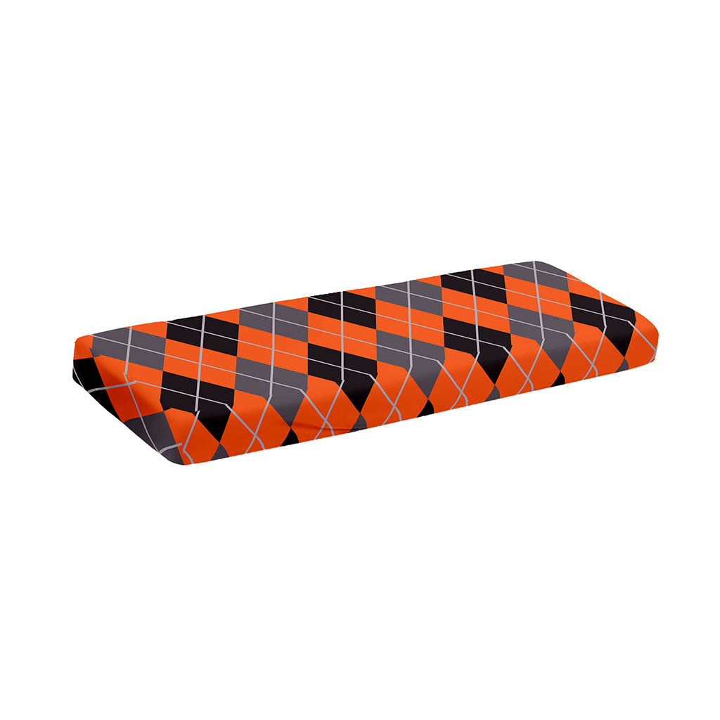 Orange And Grey Halloween Argyle Print Piano Keyboard Cover