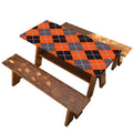 Orange And Grey Halloween Argyle Print Picnic Table Cover