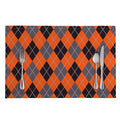 Orange And Grey Halloween Argyle Print Placemat