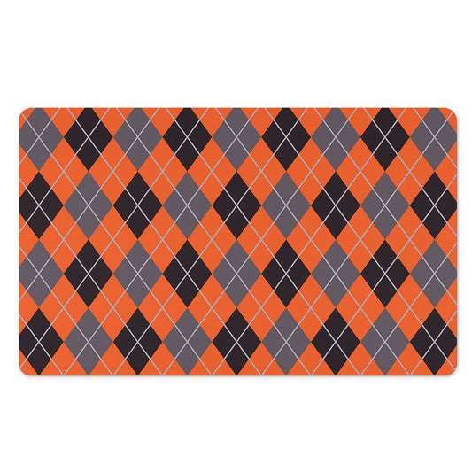Orange And Grey Halloween Argyle Print Polyester Doormat