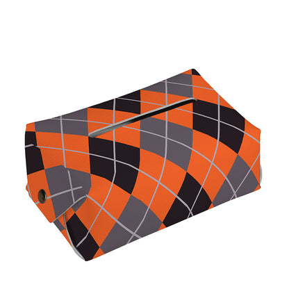Orange And Grey Halloween Argyle Print Rectangle Tissue Box Cover