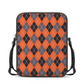 Orange And Grey Halloween Argyle Print Rectangular Crossbody Bag