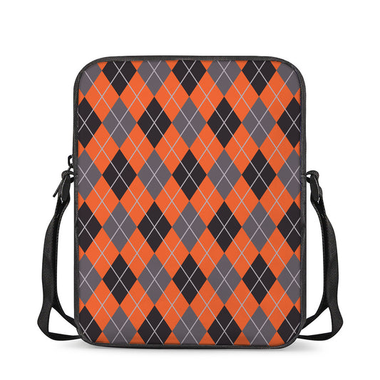 Orange And Grey Halloween Argyle Print Rectangular Crossbody Bag