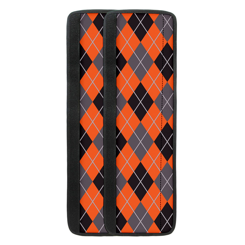 Orange And Grey Halloween Argyle Print Refrigerator Handle Covers
