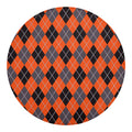 Orange And Grey Halloween Argyle Print Round Blanket