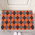 Orange And Grey Halloween Argyle Print Rubber Doormat