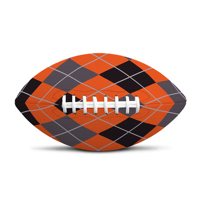 Orange And Grey Halloween Argyle Print Rugby Ball