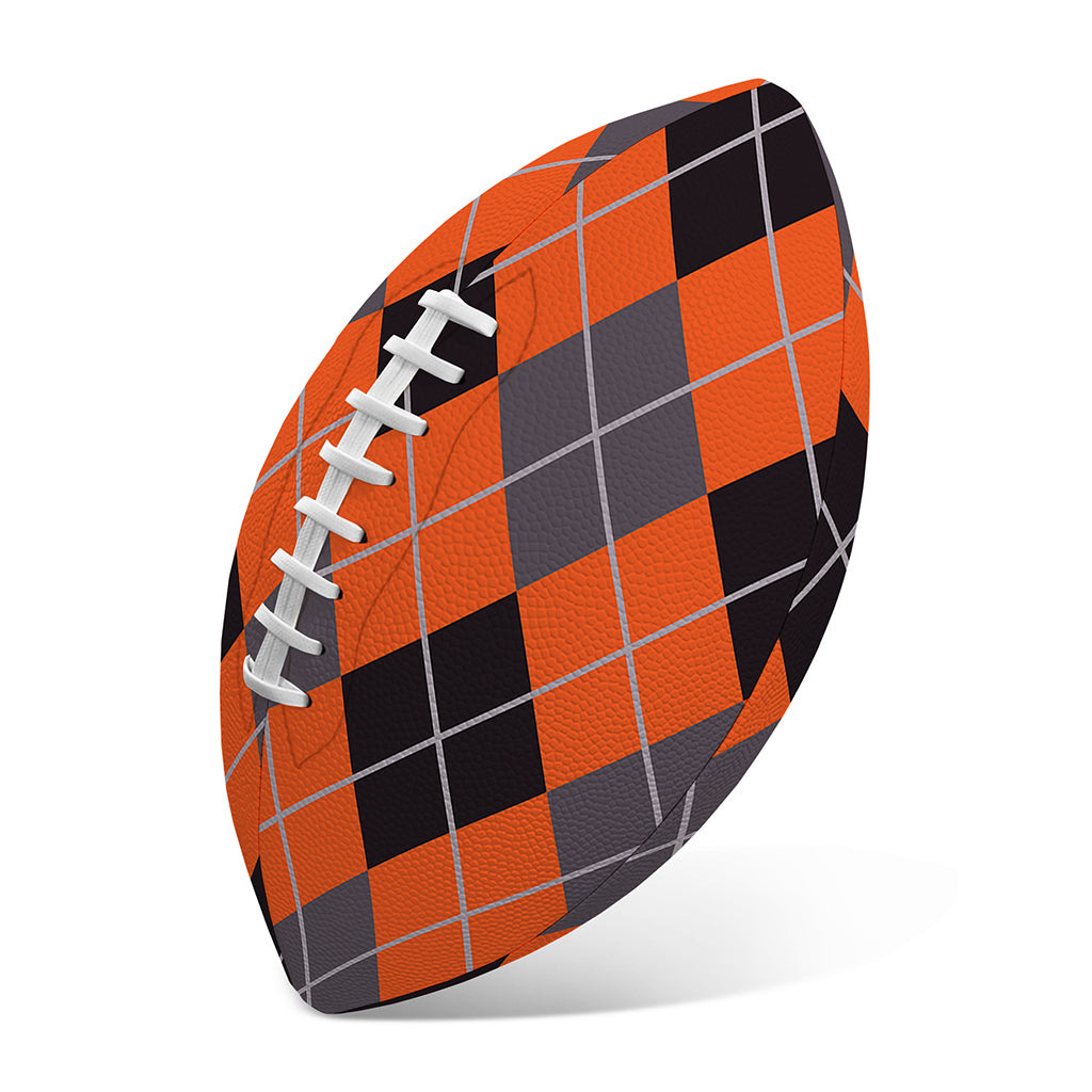 Orange And Grey Halloween Argyle Print Rugby Ball