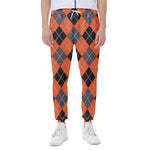 Orange And Grey Halloween Argyle Print Scuba Joggers
