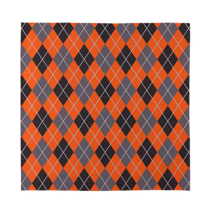 Orange And Grey Halloween Argyle Print Silk Bandana