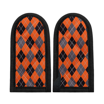 Orange And Grey Halloween Argyle Print Skillet Handle Cover