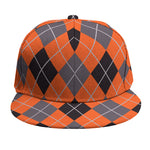 Orange And Grey Halloween Argyle Print Snapback Cap