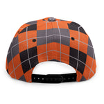 Orange And Grey Halloween Argyle Print Snapback Cap