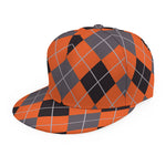 Orange And Grey Halloween Argyle Print Snapback Cap