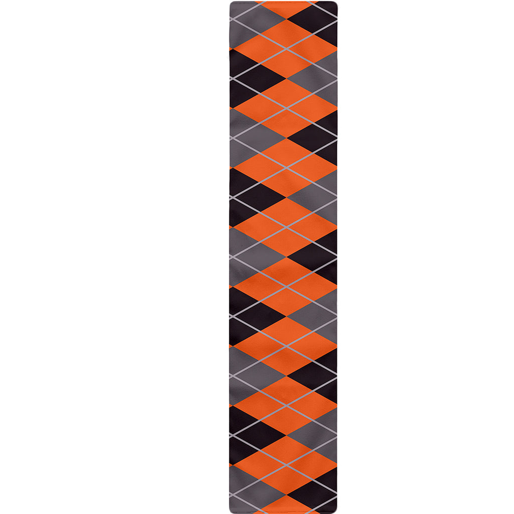 Orange And Grey Halloween Argyle Print Table Runner
