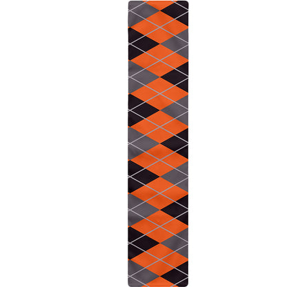 Orange And Grey Halloween Argyle Print Table Runner
