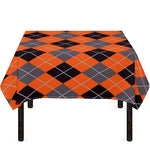 Orange And Grey Halloween Argyle Print Tablecloth
