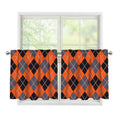 Orange And Grey Halloween Argyle Print Tier Curtains