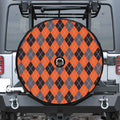 Orange And Grey Halloween Argyle Print Tire Cover With Camera Hole