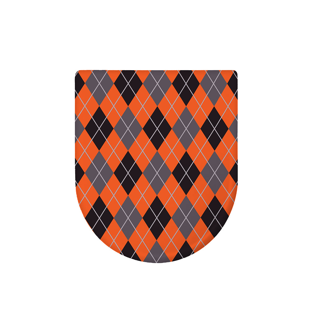 Orange And Grey Halloween Argyle Print Toilet Lid Cover