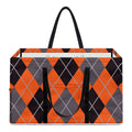 Orange And Grey Halloween Argyle Print Utility Tote Bag