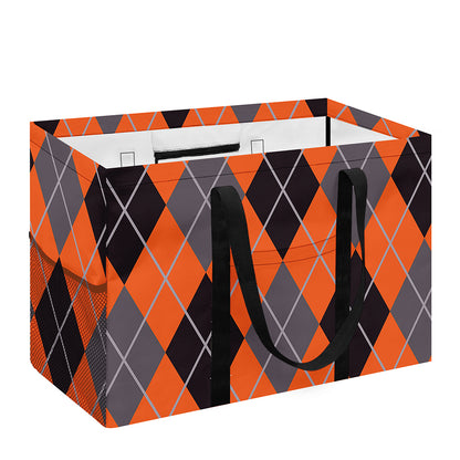 Orange And Grey Halloween Argyle Print Utility Tote Bag