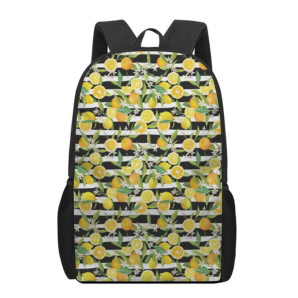 Orange And Lemon Striped Pattern Print 17 Inch Backpack