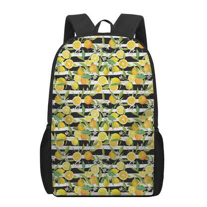 Orange And Lemon Striped Pattern Print 17 Inch Backpack