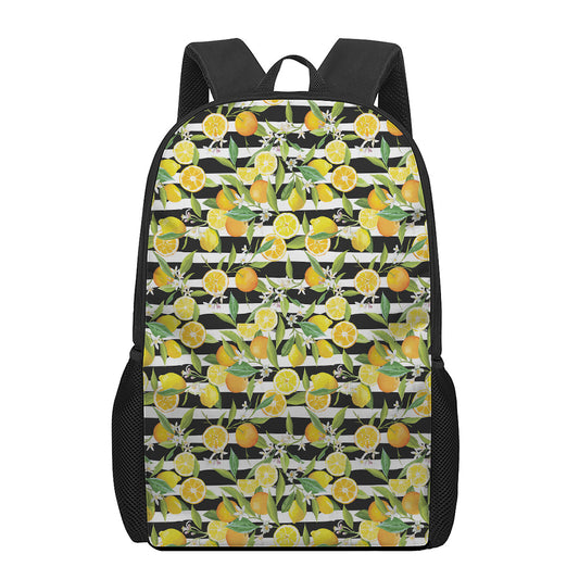 Orange And Lemon Striped Pattern Print 17 Inch Backpack