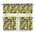 Orange And Lemon Striped Pattern Print 3 Piece Kitchen Curtains