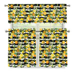 Orange And Lemon Striped Pattern Print 3 Piece Kitchen Curtains