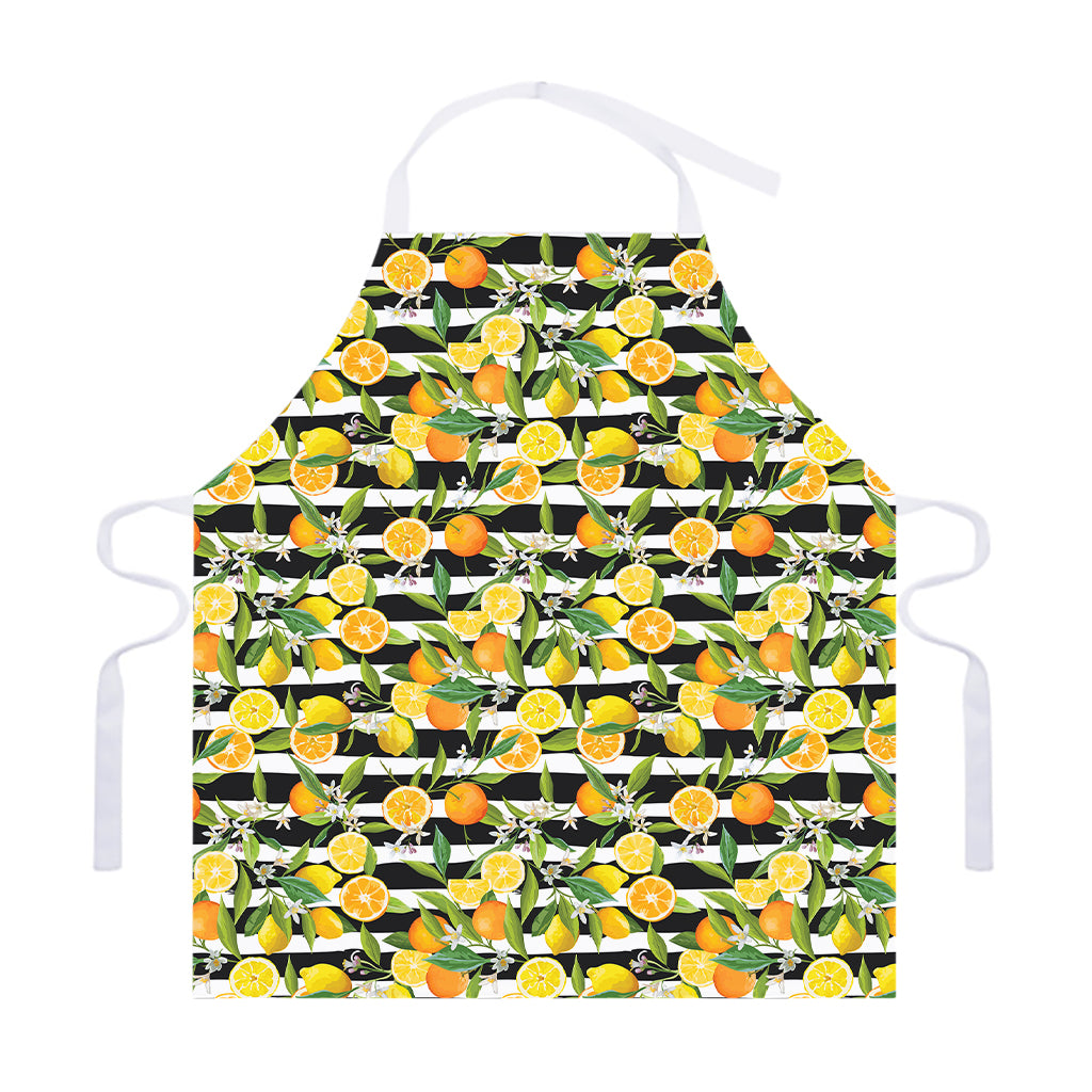 Orange And Lemon Striped Pattern Print Adjustable Apron