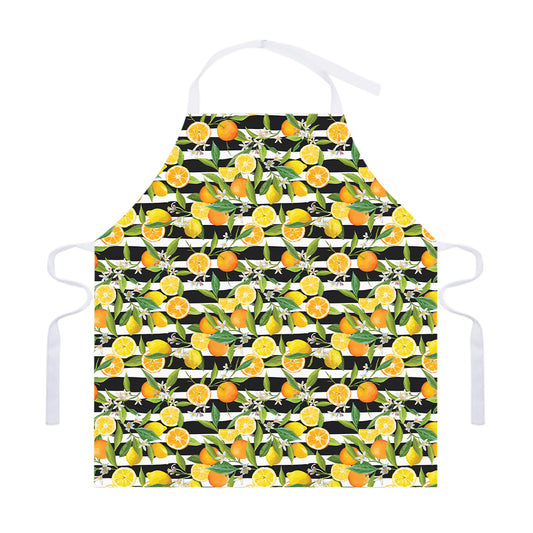 Orange And Lemon Striped Pattern Print Adjustable Apron