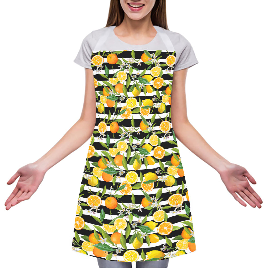 Orange And Lemon Striped Pattern Print Adjustable Apron