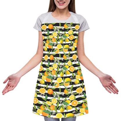 Orange And Lemon Striped Pattern Print Adjustable Apron