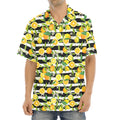Orange And Lemon Striped Pattern Print Aloha Shirt
