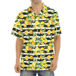 Orange And Lemon Striped Pattern Print Aloha Shirt