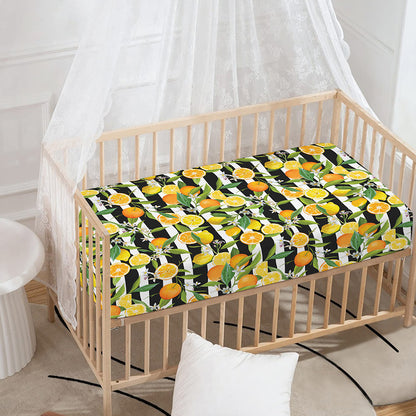 Orange And Lemon Striped Pattern Print Baby Crib Sheet